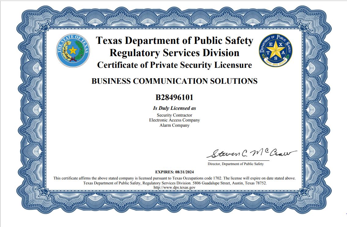 BCS Private Security License in Austin