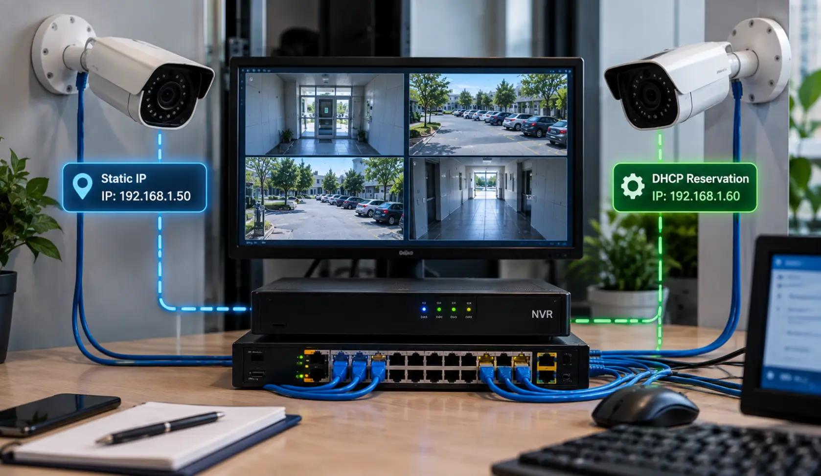 Static IP and DHCP reservation options for security cameras