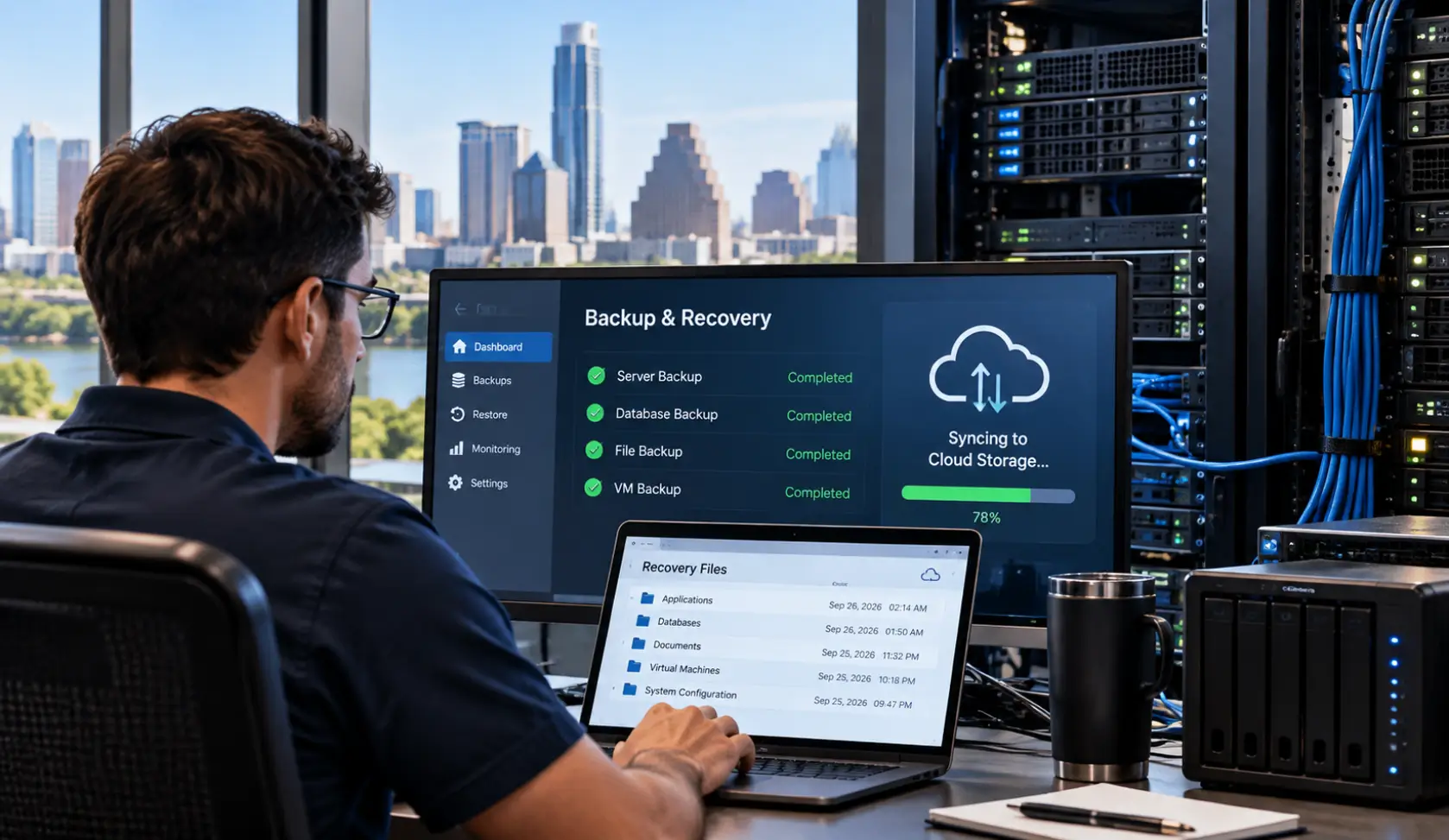 IT backup and recovery system for an Austin business