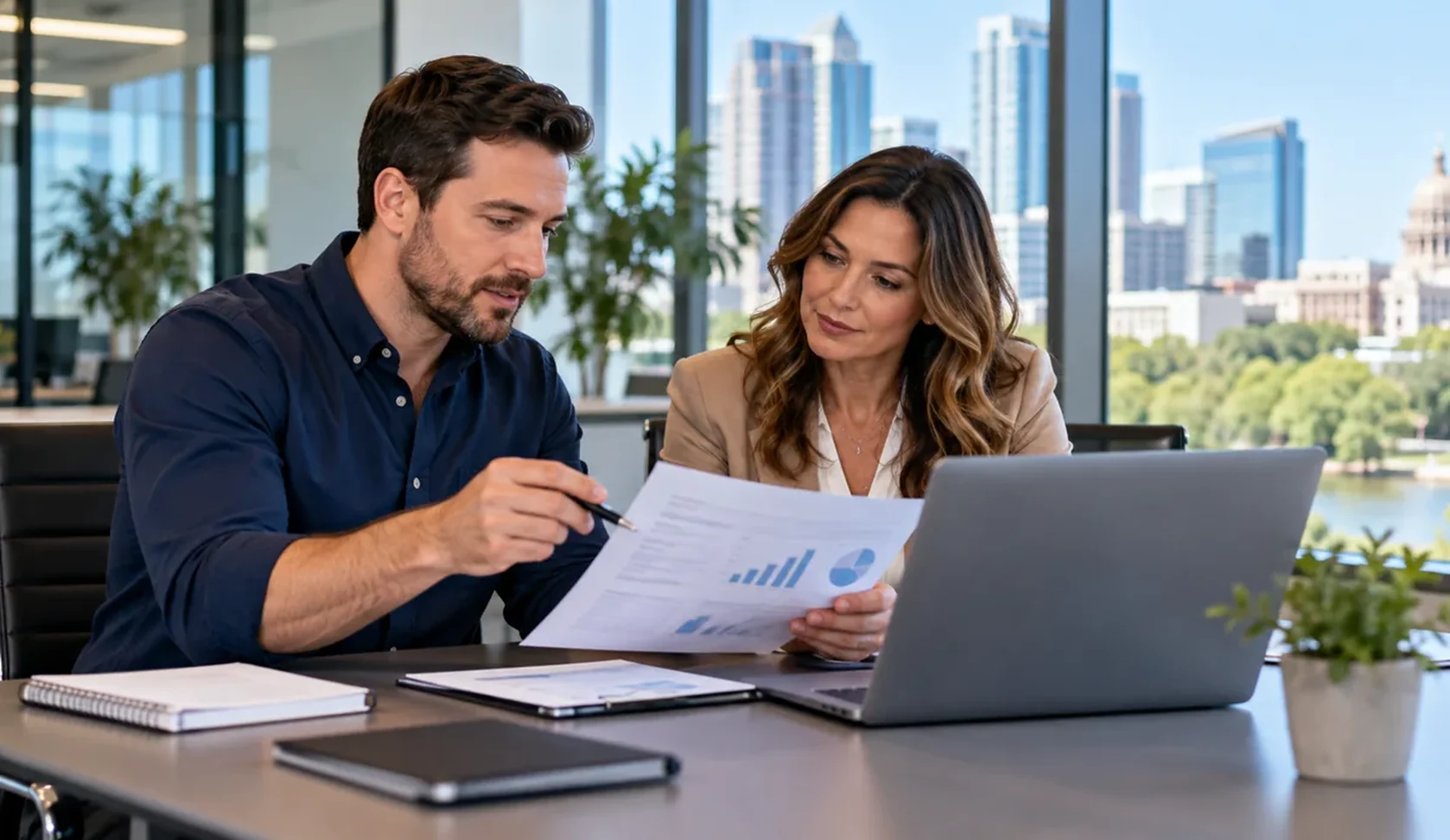 IT consultant reviewing managed IT costs with a business owner
