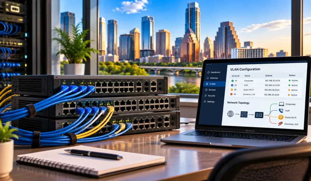 Network switch and VLAN security configuration for businesses in Austin